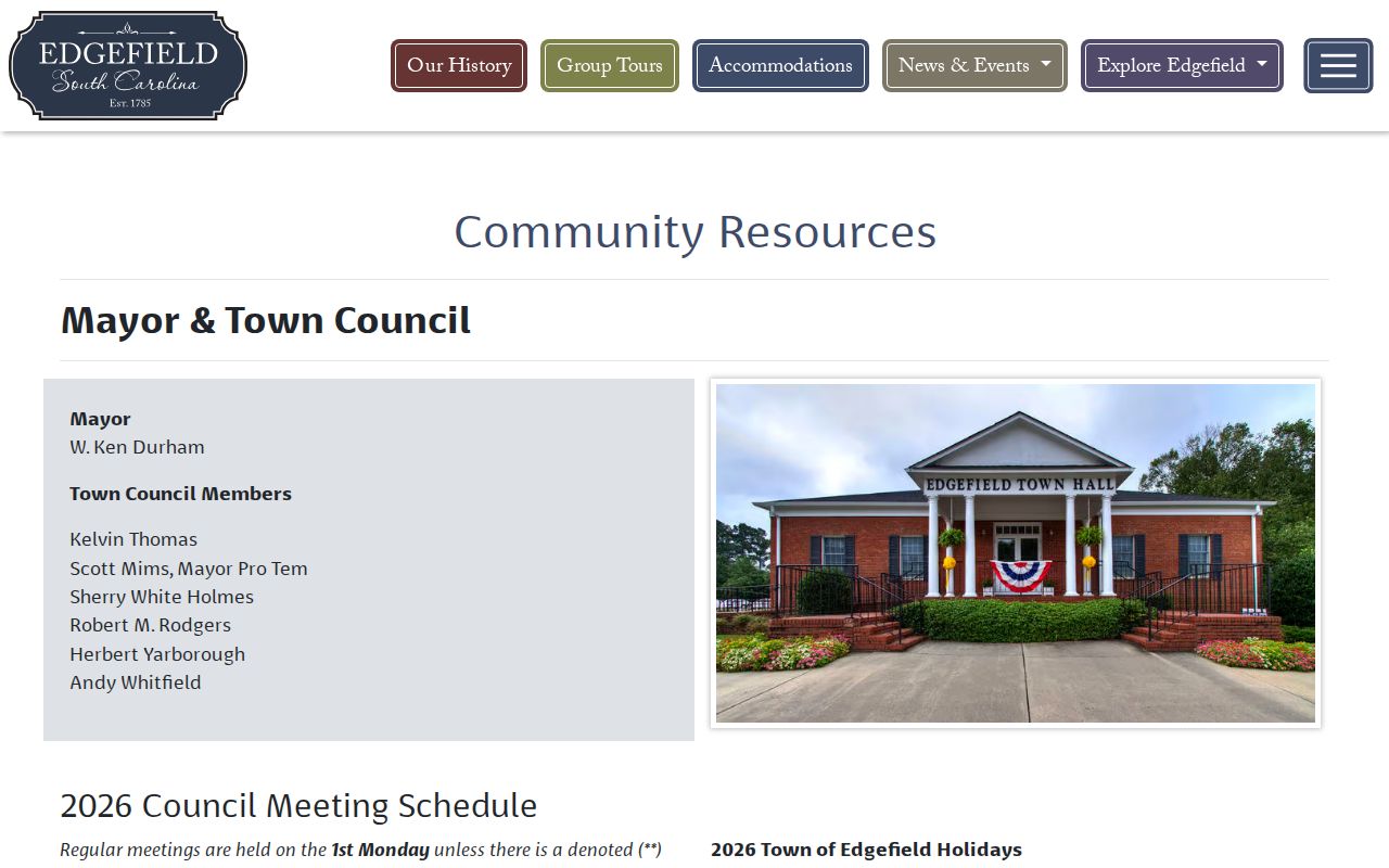 Edgefield town warrant records, official community resources and Police contact page