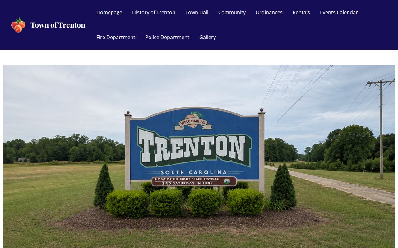 Trenton warrant records, official town homepage with Police and Town Hall navigation